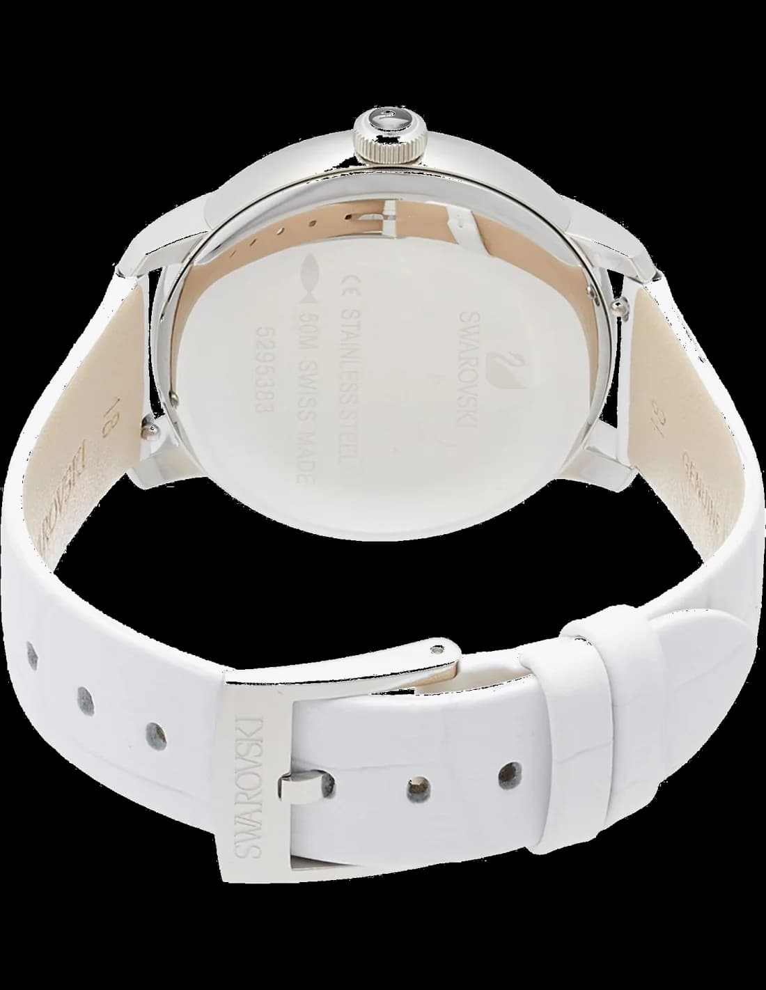Visage cadran Swarovski 5295383 avec index cristal et aiguilles bâtons en acier, guichet date à 3h