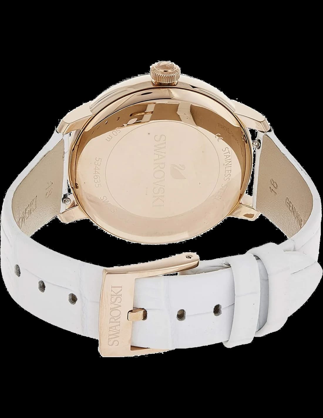 Montre Femme Swarovski Crystalline 5344635, Cadran Vert, Boîtier Or Rose, Bracelet Cuir Blanc vue 2