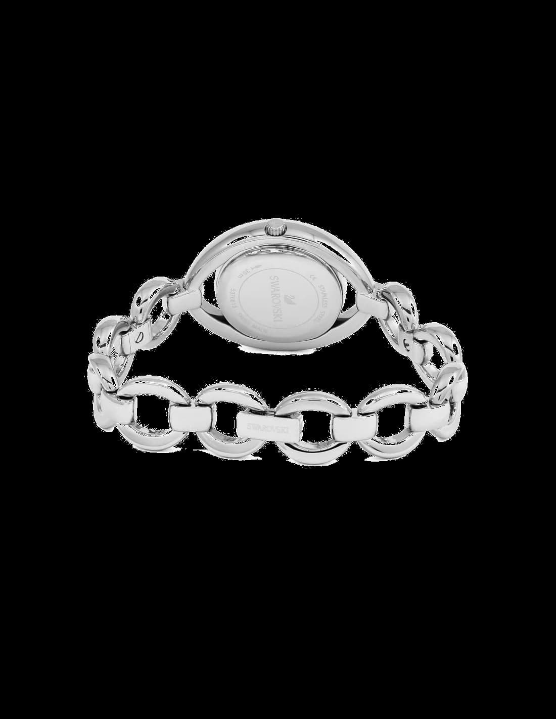 Visage cadran Swarovski 5376815 avec index appliques en or rose et aiguilles bâton, mouvement quartz suisse