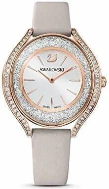 Montre Swarovski Octea Lux 5414413 pour femme, cadran et bracelet cuir bleu, boîtier or rose vue 2