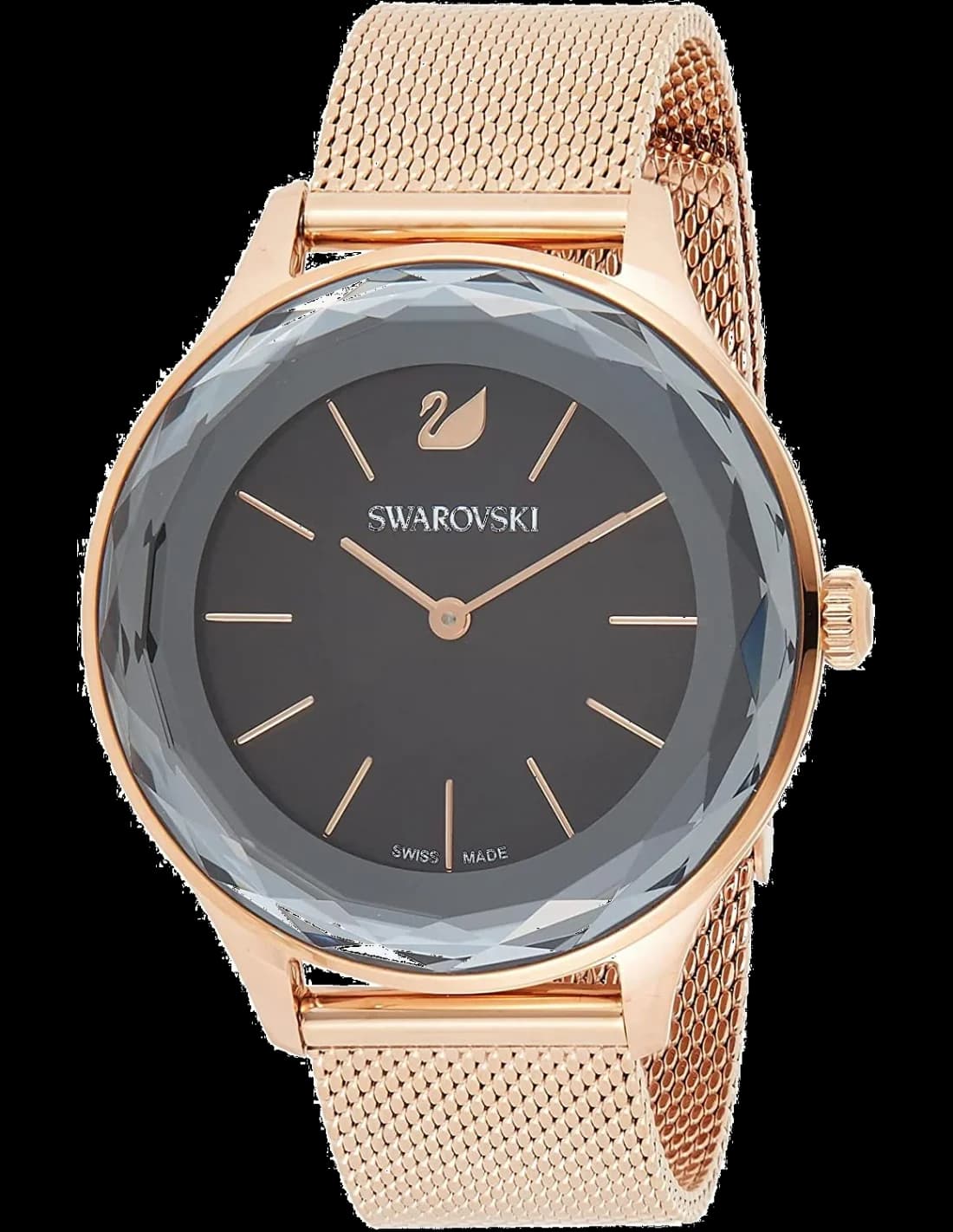 Garde-temps Swarovski 5430424 avec cadran or rose soleil, index cristal scintillants et finitions polies