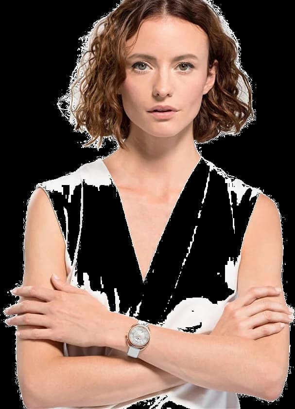 Lunette boîtier Swarovski 5452459 en acier doré, lunette sertie de cristaux, verre saphir, étanche 50m