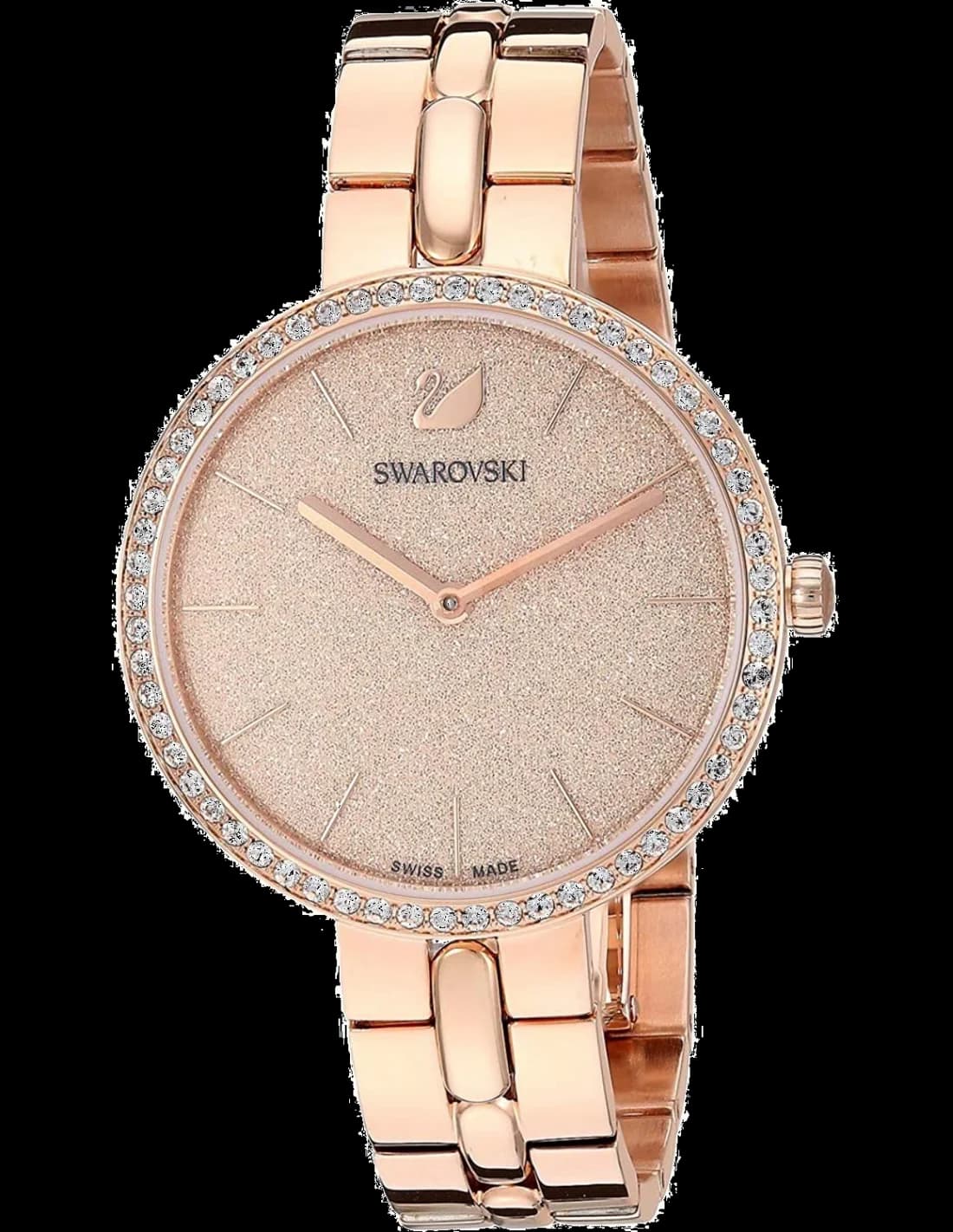 Montre Swarovski Cosmopolitan 5517800 pour Femme, Boîtier Acier Or Rose 32mm, Cadran Poudre de Diamants