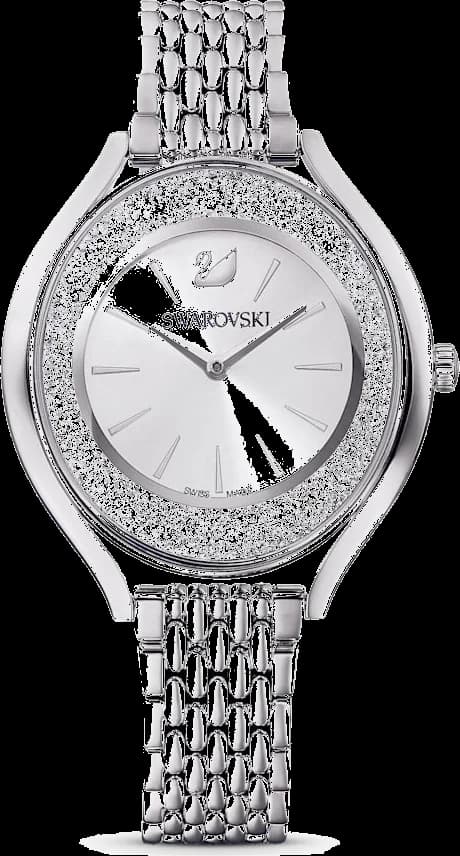 Garde-temps Swarovski 5519462 au cadran blanc nacré scintillant et aiguilles dorées, style élégant et raffiné