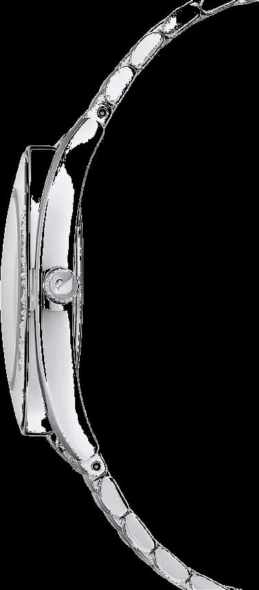 Attache bracelet Swarovski 5519462 en acier inoxydable poli avec fermoir déployant, maillons ajustables brillants