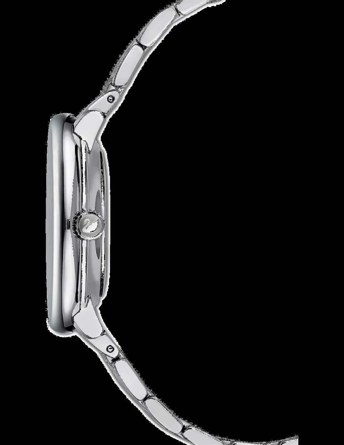 Visage cadran Swarovski 5544583 aux index baguette et aiguilles dorées, complications date et seconde