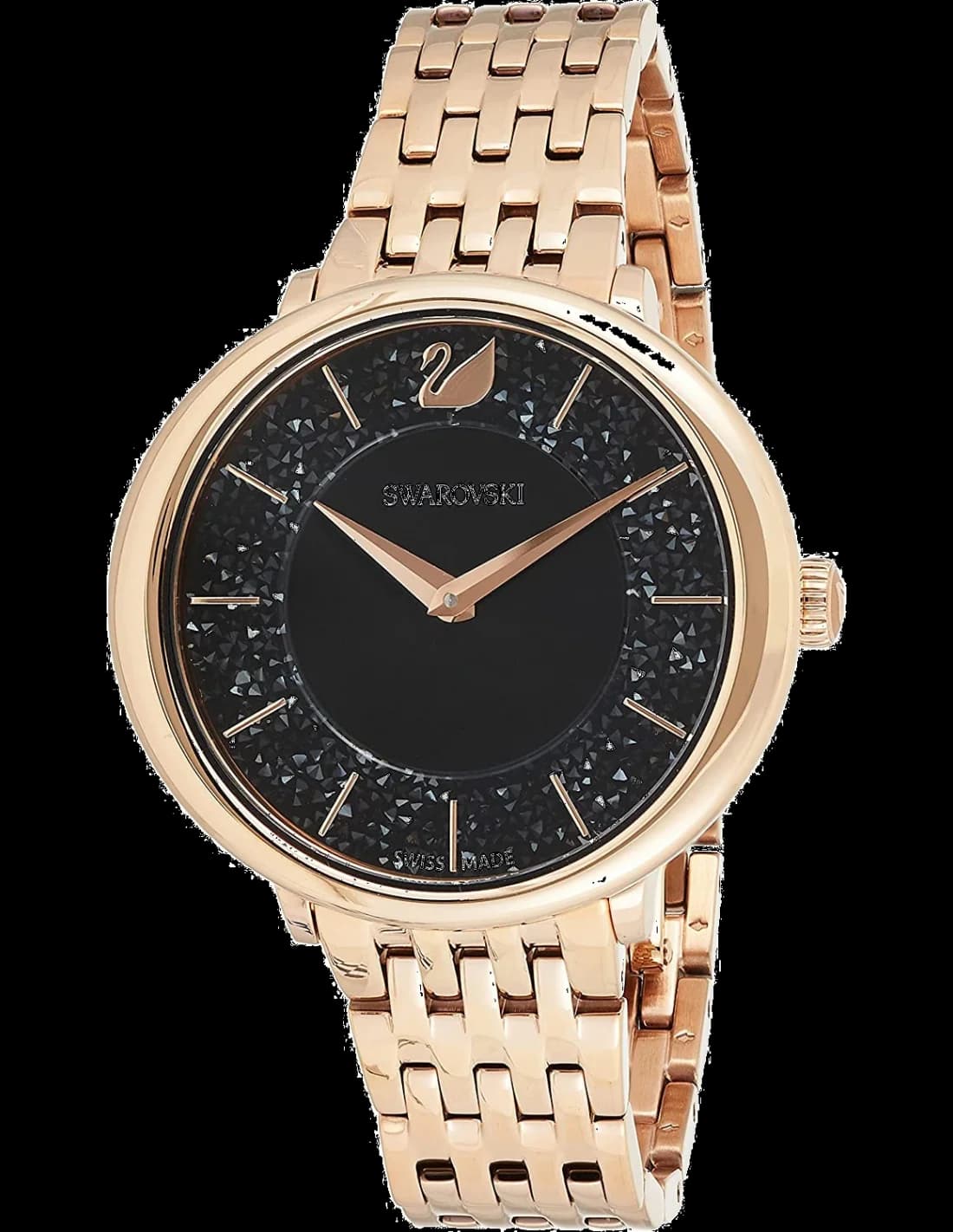 Garde-temps Swarovski 5544587 avec cadran blanc nacré et cristaux scintillants sur fond or rose