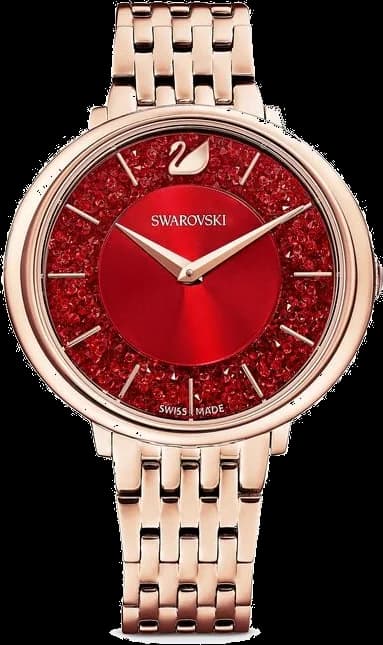 Montre Femme Swarovski Crystalline 5547608 Cadran Rouge Cristaux Acier Or Rose