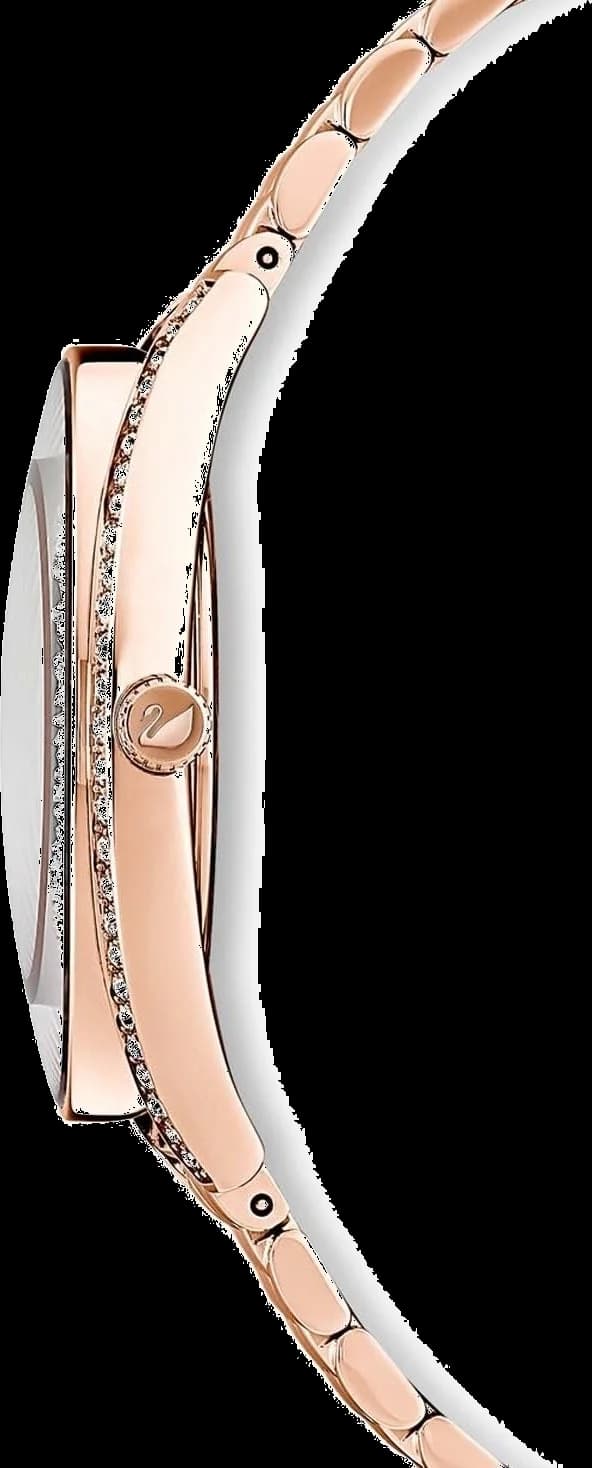Visage cadran Swarovski 5547626 avec index bâtons et aiguilles en acier doré, motif fleur au centre