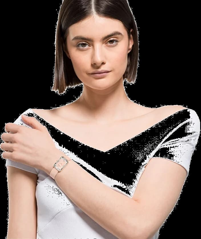 Lunette boîtier Swarovski 5547719 en acier doré avec lunette lisse et finitions polies vue de profil