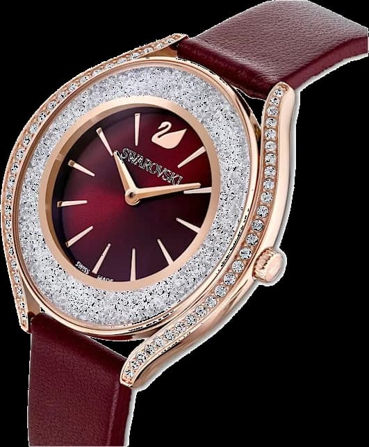 Montre Femme Swarovski 5558637, Boîtier Or Rose Acier et Bracelet Cuir Bordeaux vue 2