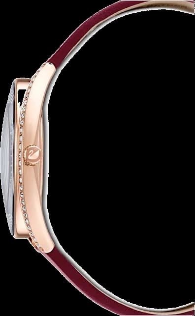 Montre Femme Swarovski 5558637, Boîtier Or Rose Acier et Bracelet Cuir Bordeaux vue 3