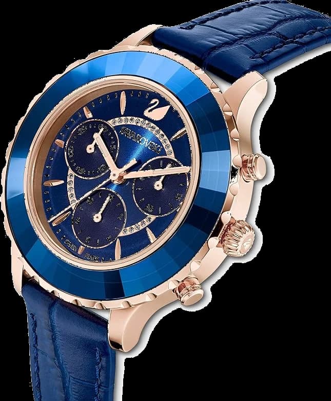 Montre Femme Swarovski Octea Lux Chrono 5563480 - Cadran et Bracelet Cuir Bleu vue 2