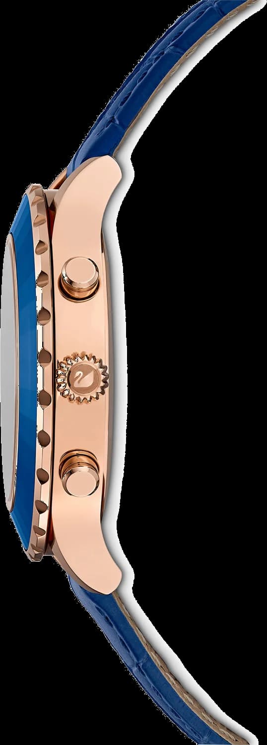 Montre Femme Swarovski Octea Lux Chrono 5563480 - Cadran et Bracelet Cuir Bleu vue 3