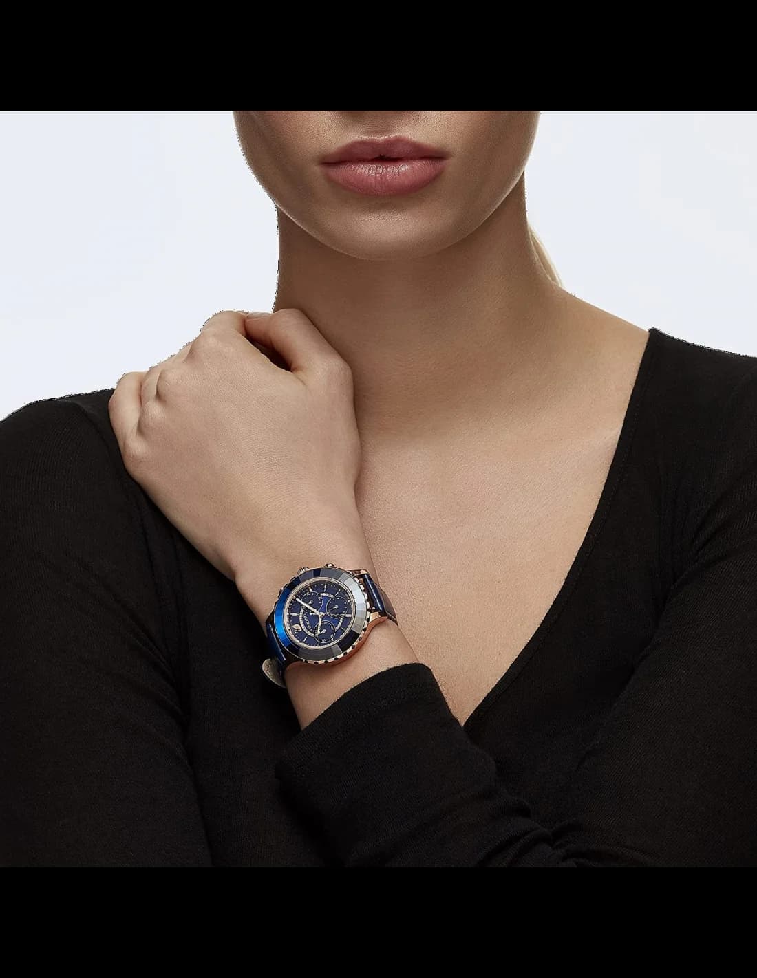 Montre Femme Swarovski Octea Lux Chrono 5563480 - Cadran et Bracelet Cuir Bleu vue 4