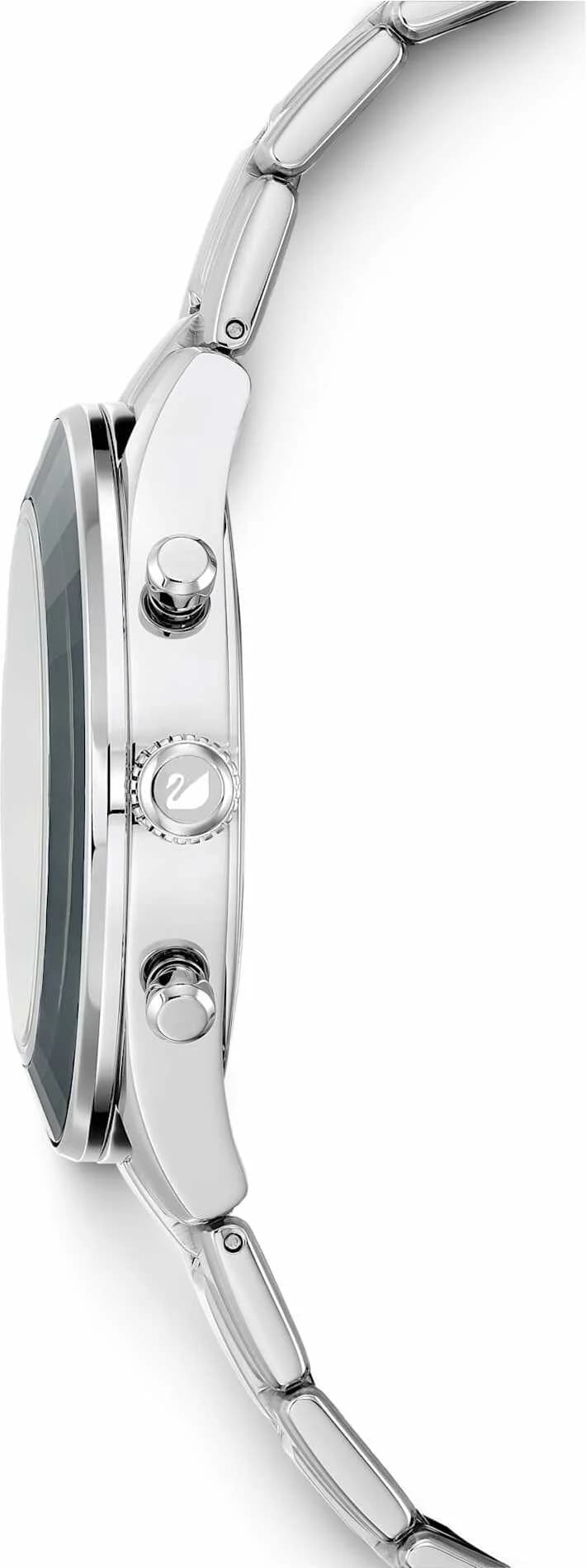 Lunette boîtier Swarovski 5610520 acier inoxydable poli avec lunette lisse, verre saphir antireflet, étanche 100m