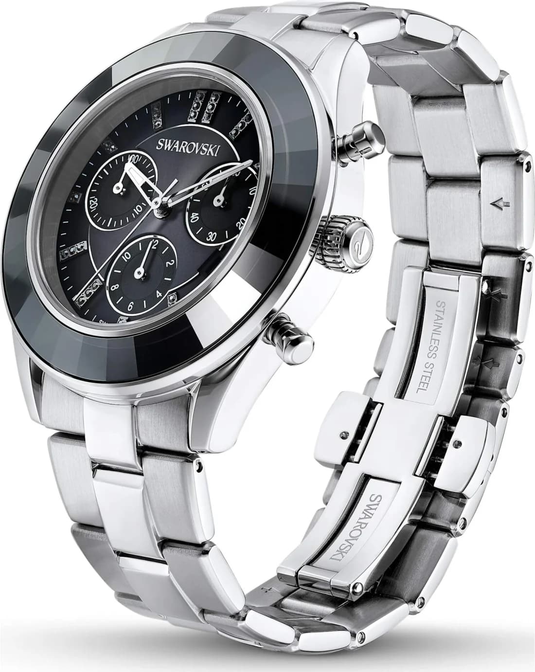 Montre Swarovski Octea Lux Sport 5610520 - Chronomètre Femme Cadran Noir Bracelet Acier vue 5