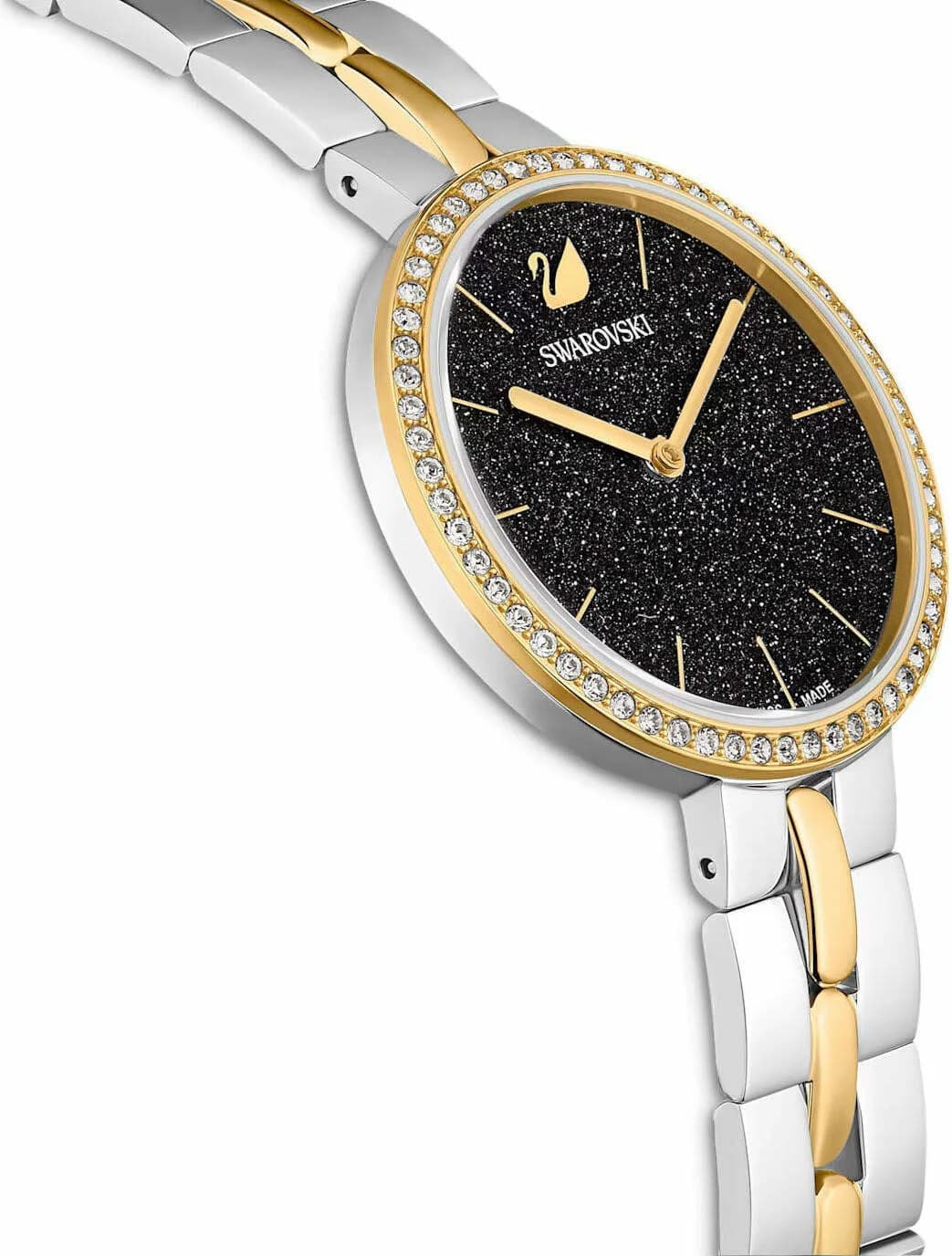 Lunette boîtier Swarovski 5644072 en acier bicolore poli avec lunette lisse et verre saphir incurvé