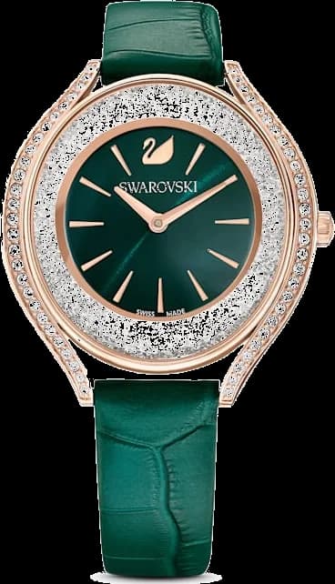 Garde-temps Swarovski 5644078 au cadran vert scintillant orné de cristaux, style élégant et raffiné