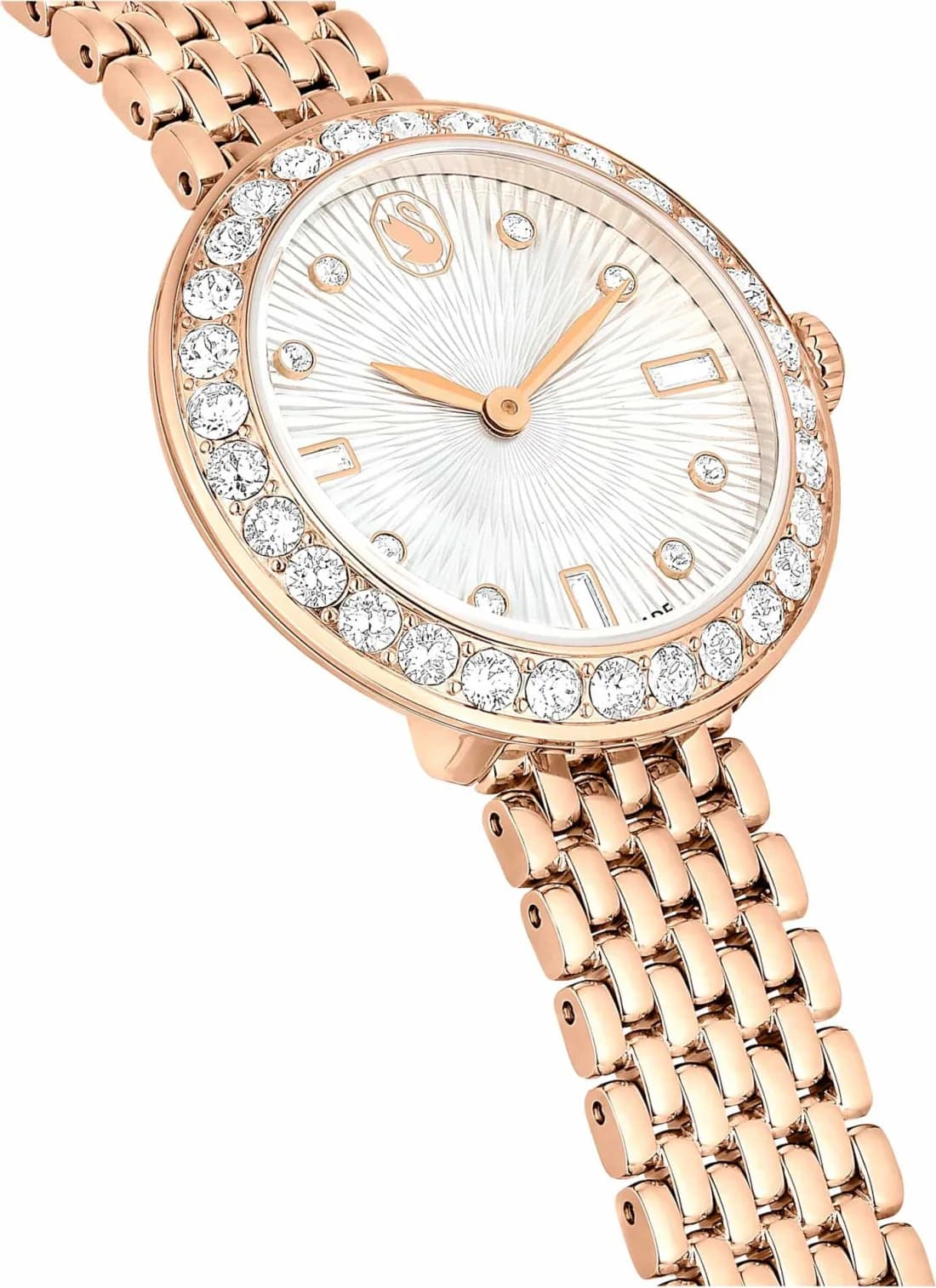 Visage cadran Swarovski 5672981 avec aiguilles facettées et index appliques en or rose