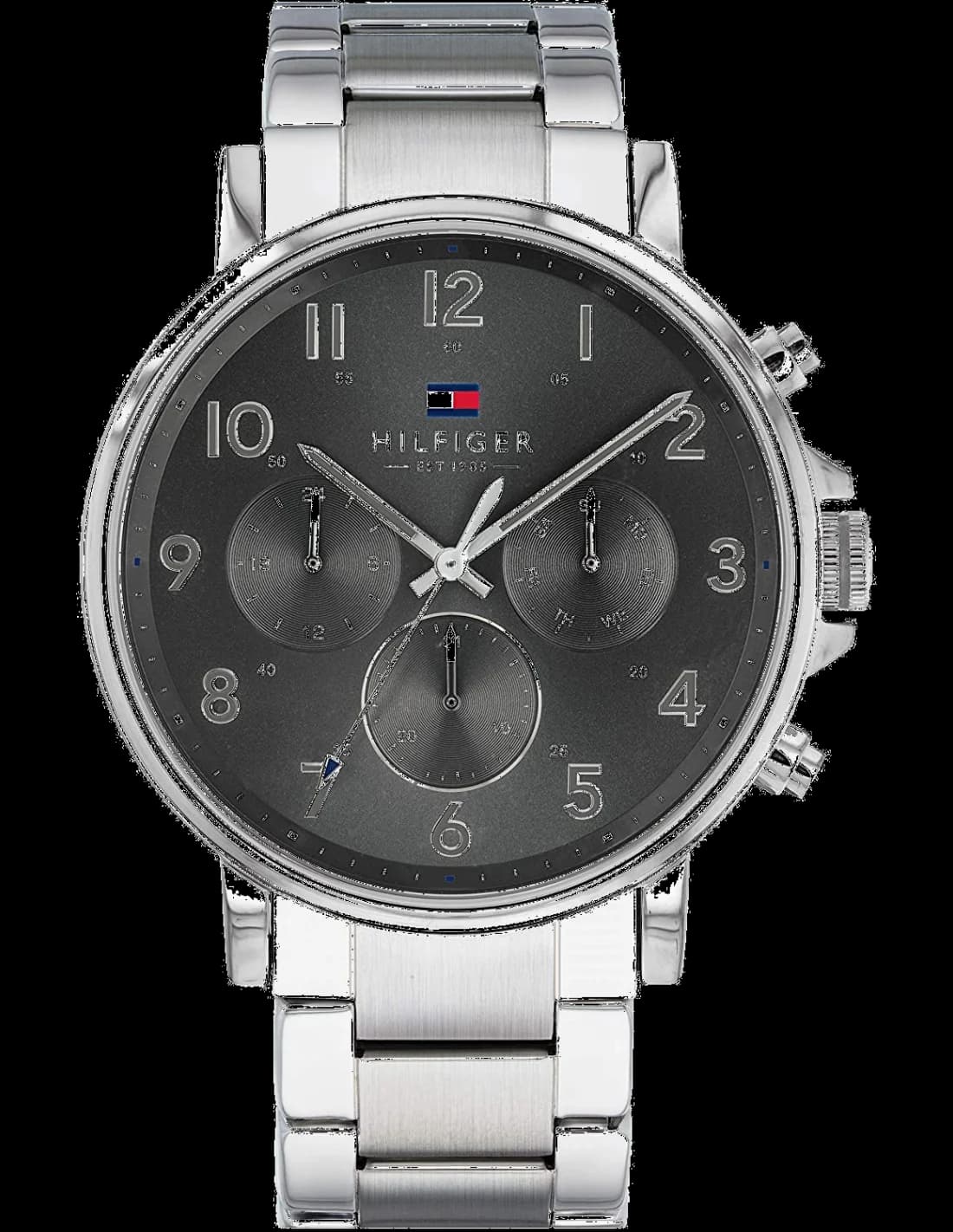 Montre Homme Tommy Hilfiger 1710382 Daniel - Boîtier Acier Argent, Cadran Noir, Bracelet Acier