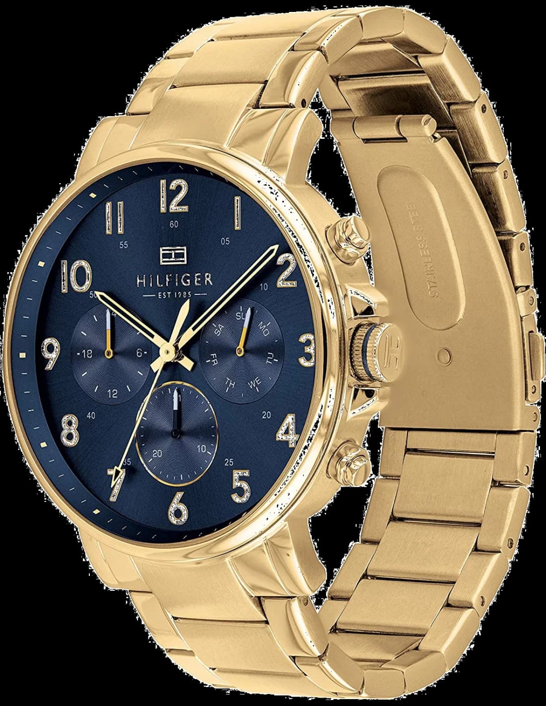 Montre Homme Tommy Hilfiger 1710384 - Cadran Bleu, Boîtier et Bracelet Acier Doré vue 2