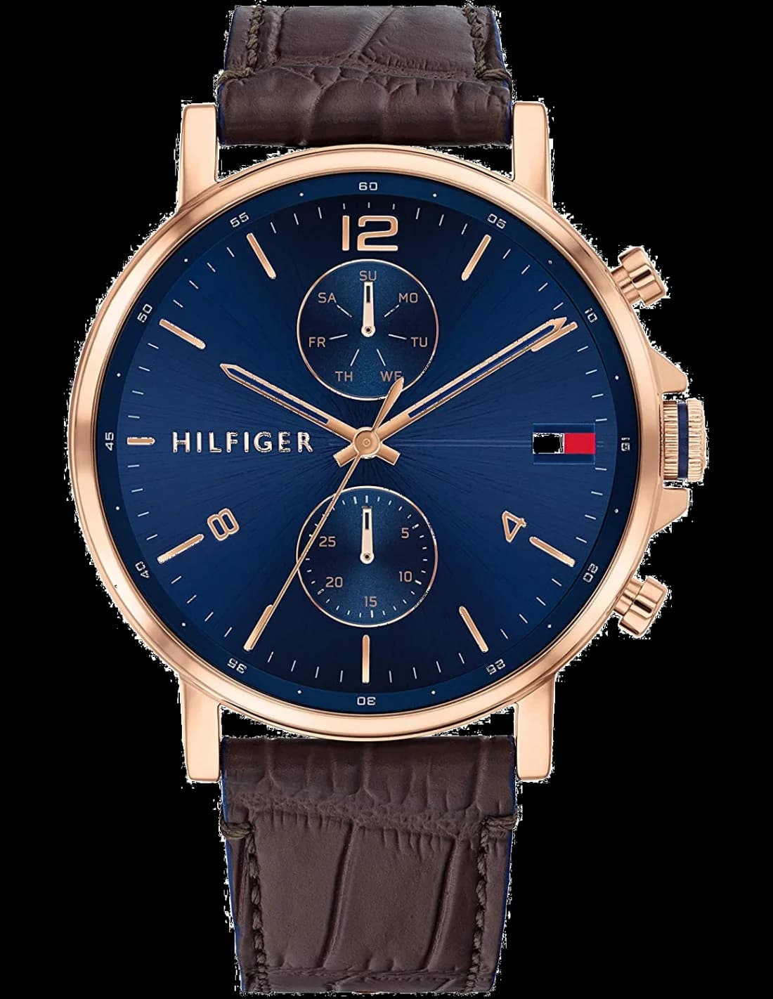 Montre Homme Tommy Hilfiger 1710418 Daniel - Cadran Bleu, Boîtier Or Rose, Bracelet Cuir