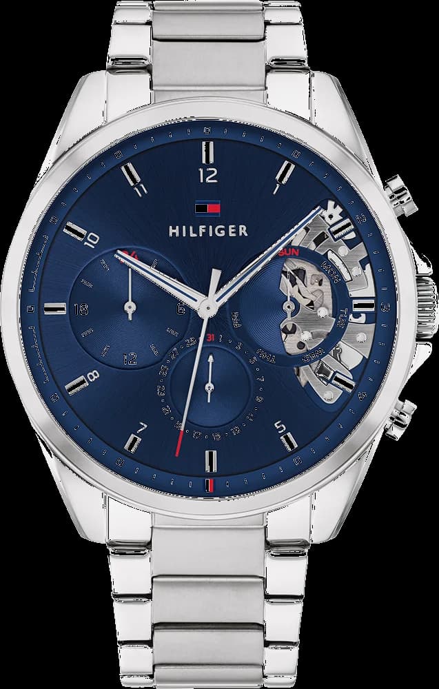 Montre Homme Tommy Hilfiger 1710448 Baker - Boîtier Acier Poli & Cadran Bleu