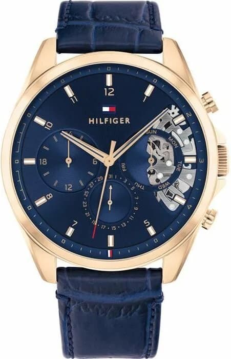 Montre Homme Tommy Hilfiger 1710451 Squelette Automatique Boîtier Acier & Bracelet Cuir Noir