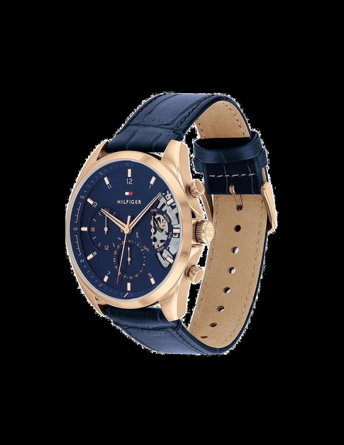 Montre Homme Tommy Hilfiger 1710451 Squelette Automatique Boîtier Acier & Bracelet Cuir Noir vue 2