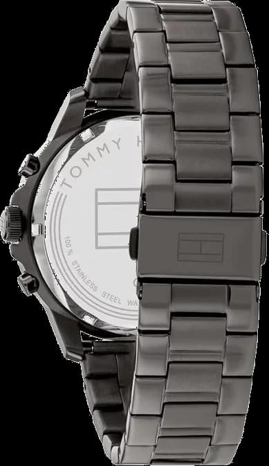 Attache bracelet Tommy Hilfiger 1710479 en acier inoxydable brossé avec fermoir déployant et poussoirs de sécurité, bracelet interchangeable