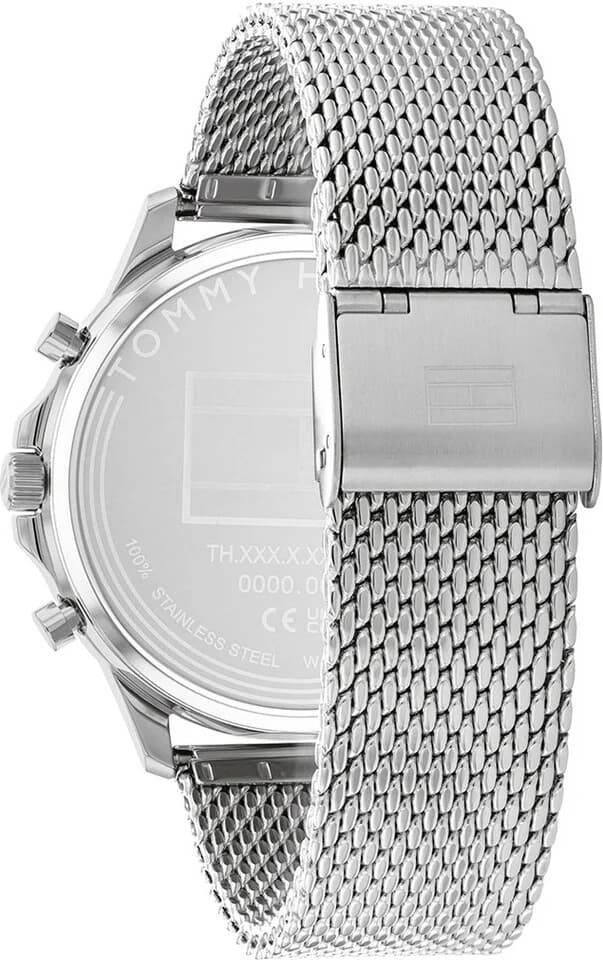 Attache bracelet Tommy Hilfiger 1710499, bracelet maille milanaise acier inoxydable, fermoir déployant