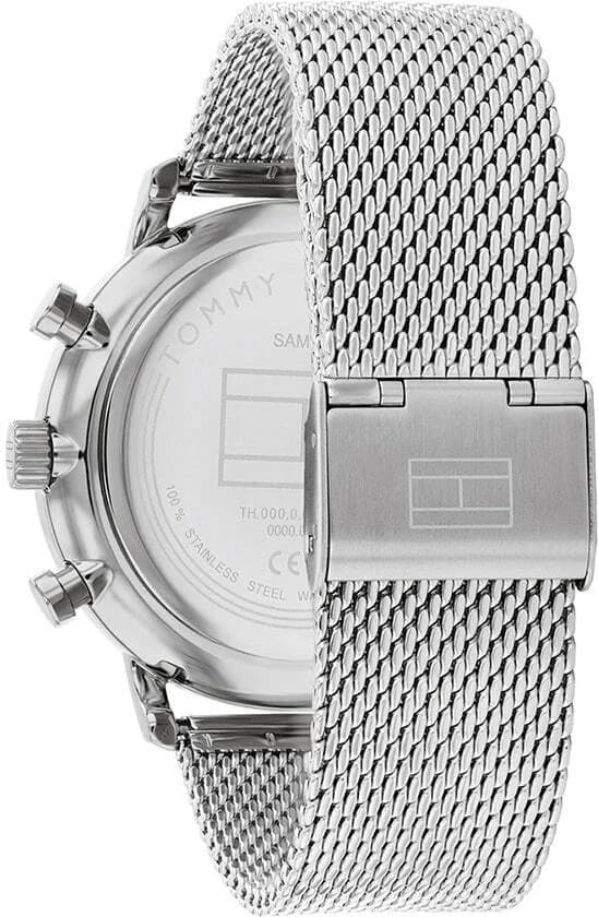 Attache bracelet Tommy Hilfiger 1710567 en acier inoxydable brossé à boucle déployante gravée du logo TH