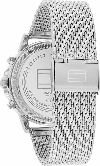 Attache bracelet Tommy Hilfiger 1710609 en maille milanaise acier inoxydable avec fermoir déployant ajustable