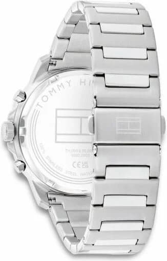 Attache bracelet Tommy Hilfiger 1710684 en acier inoxydable brossé avec fermoir déployant triple et maillons ajustables