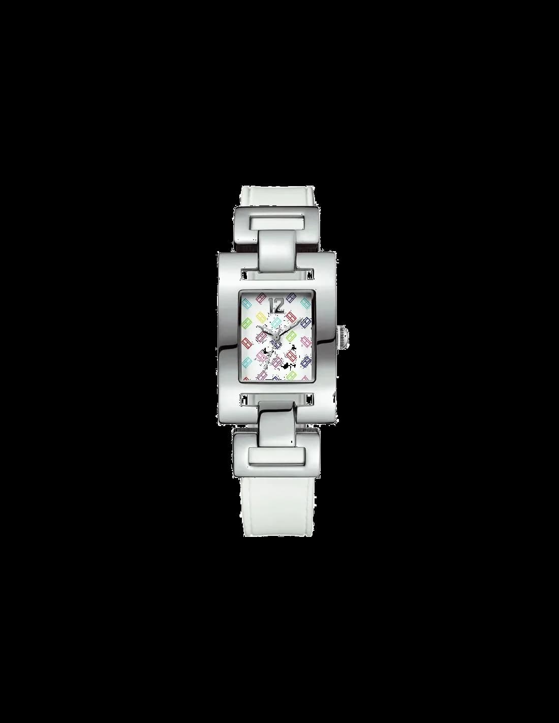Montre Tommy Hilfiger 1781066 pour Femme - Cadran Multicolore Rectangulaire, Bracelet Blanc