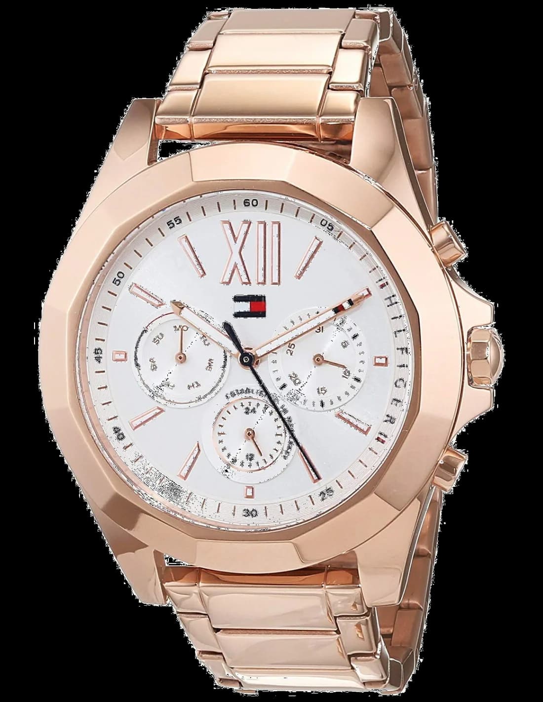 Montre Tommy Hilfiger 1781847 pour Femme, Cadran Argent et Bracelet Acier Or Rose