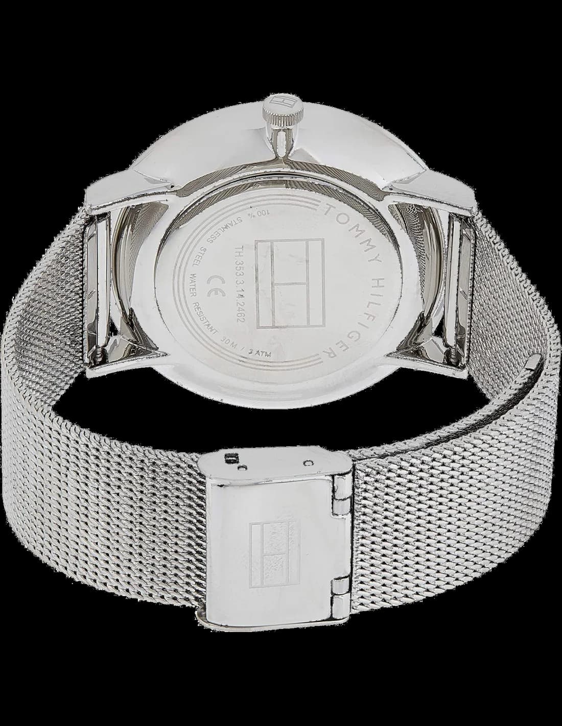 Attache bracelet Tommy Hilfiger 1781942 en maille milanaise acier inoxydable avec fermoir déployant ajustable