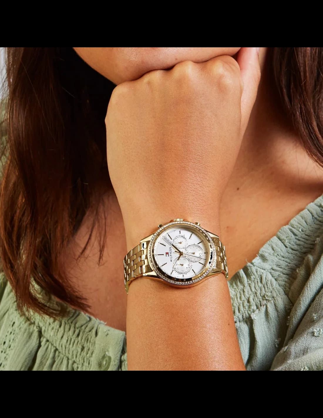 Montre Tommy Hilfiger 1781977 pour Femme en Acier Doré Ornée de Cristaux vue 2