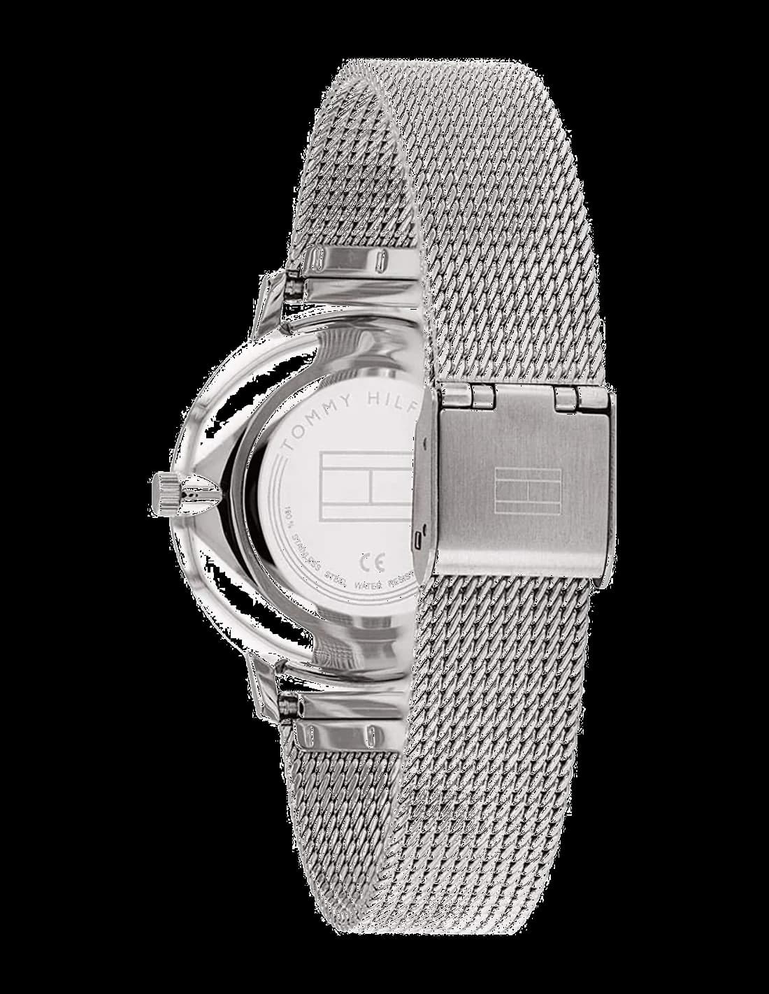 Attache bracelet Tommy Hilfiger 1782149 en maille milanaise acier inoxydable, fermoir déployant ajustable pour un confort optimal