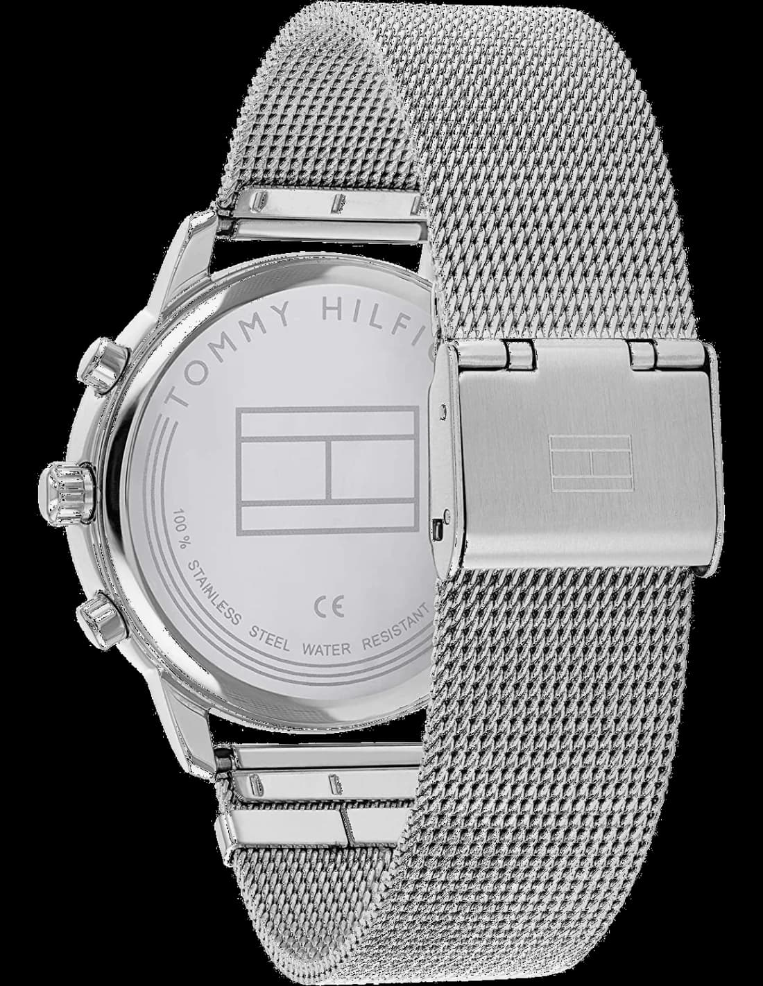 Attache bracelet Tommy Hilfiger 1782301 en maille milanaise acier inoxydable avec fermoir déployant ajustable