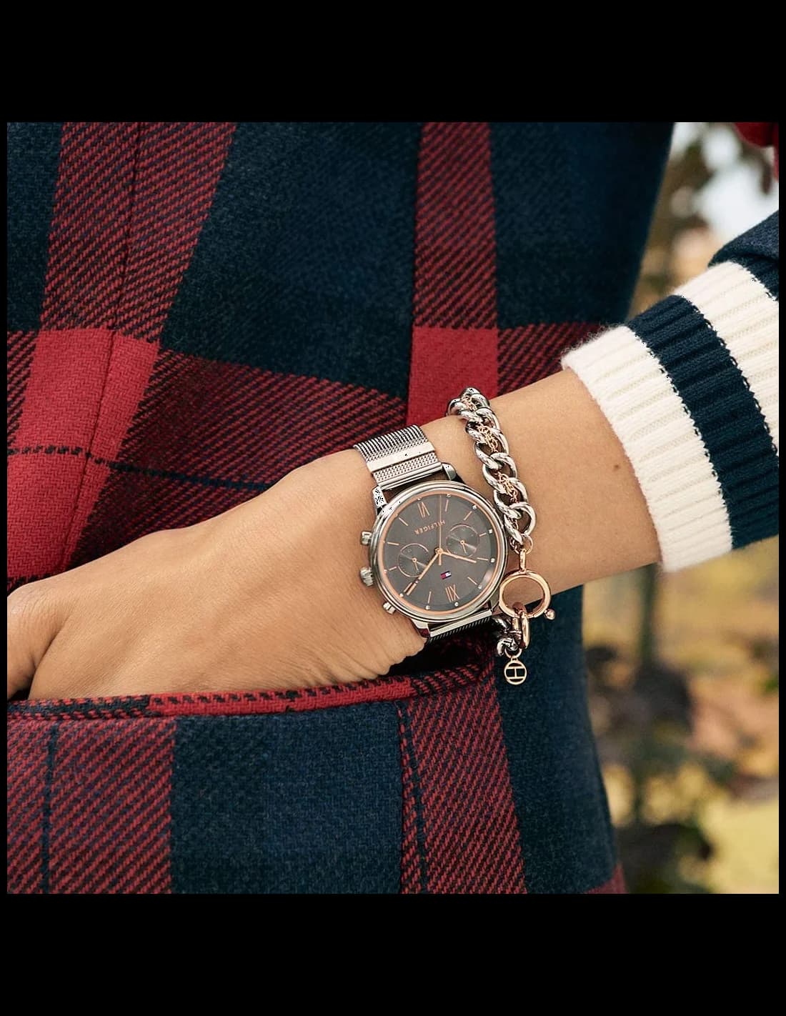 Montre Femme Tommy Hilfiger Blake 1782304 Cadran et Bracelet Gris Acier Maille Milanaise vue 5