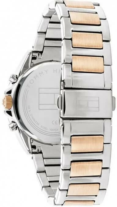 Attache bracelet Tommy Hilfiger 1782387 en acier bicolore maillons mixtes, fermoir déployante sécurisé, finition polie