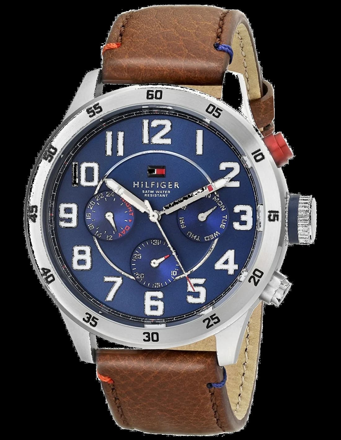 Garde-temps Tommy Hilfiger 1791066 au cadran bleu soleil, aiguilles argentées et index appliques, style classique chic