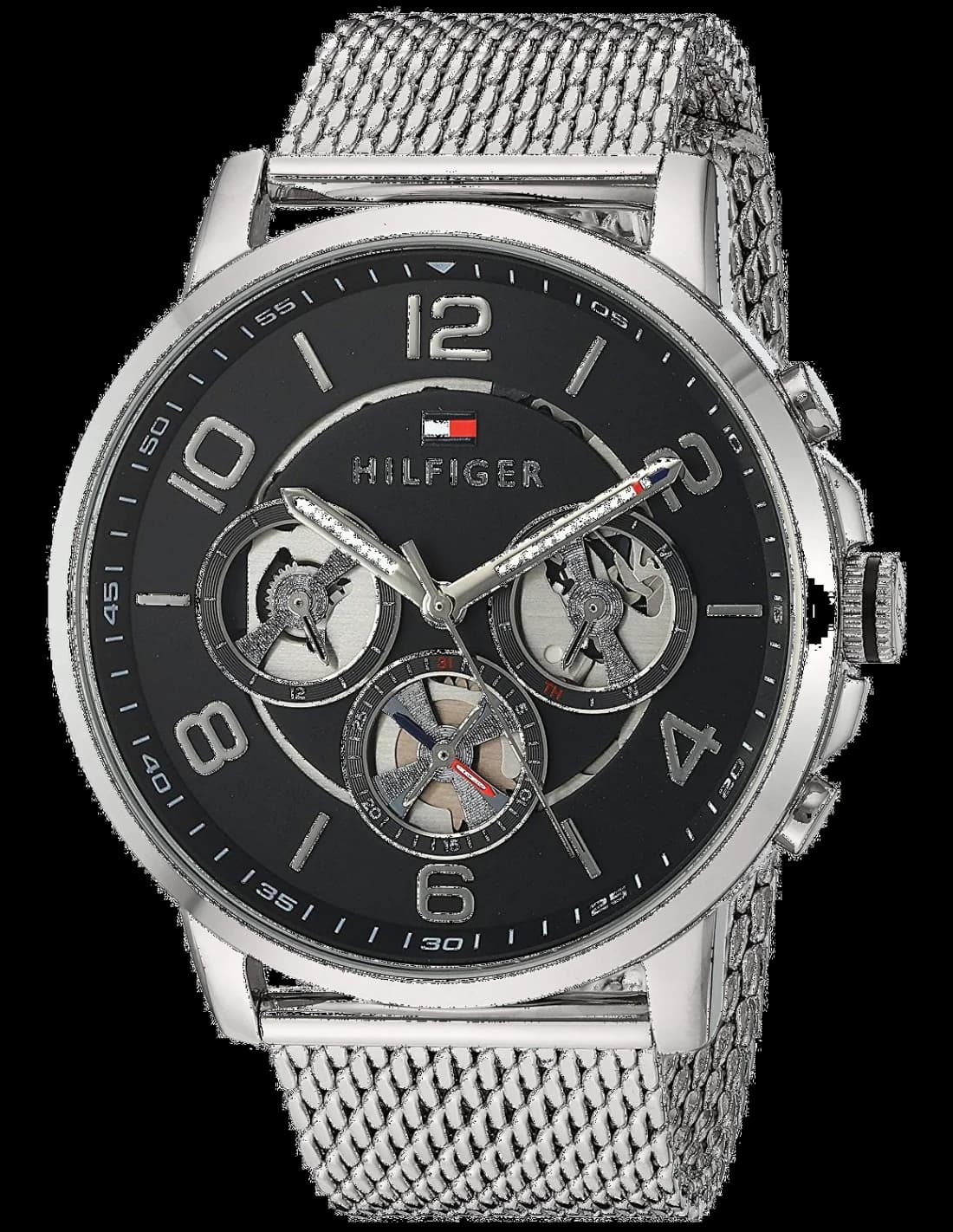 Montre Homme Tommy Hilfiger 1791292 - Acier Poli, Cadran Bleu Marine, Bracelet Maille