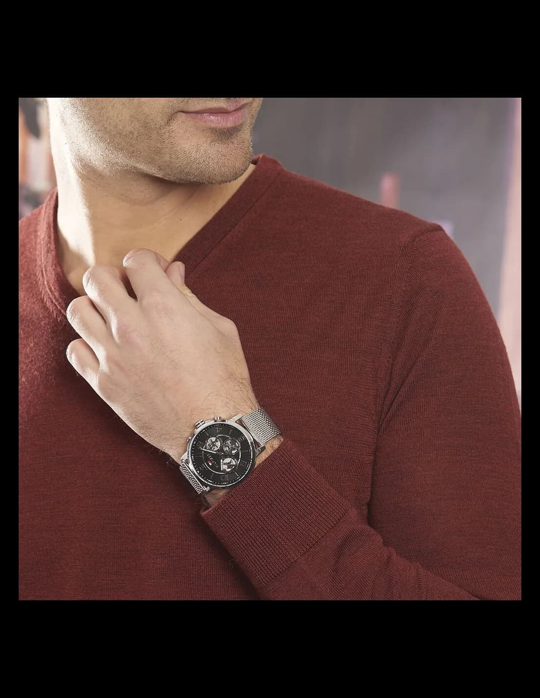 Montre Homme Tommy Hilfiger 1791292 - Acier Poli, Cadran Bleu Marine, Bracelet Maille vue 4