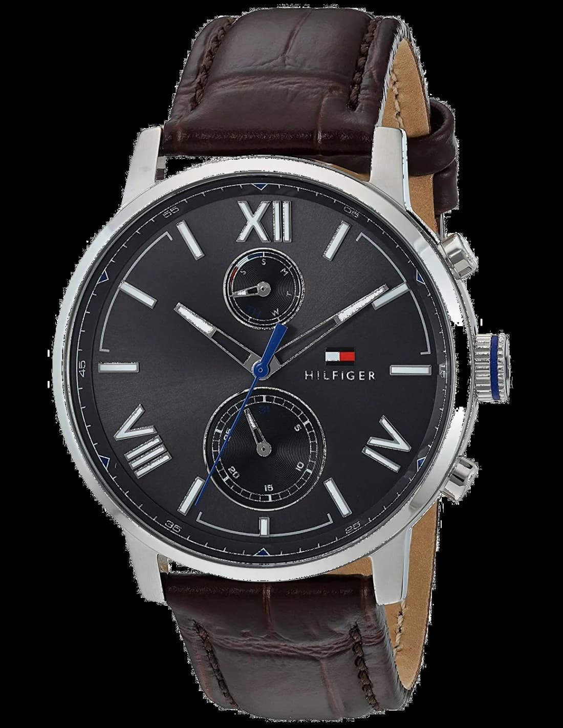 Montre Homme Tommy Hilfiger 1791309 Cadran Noir Bracelet Cuir Marron