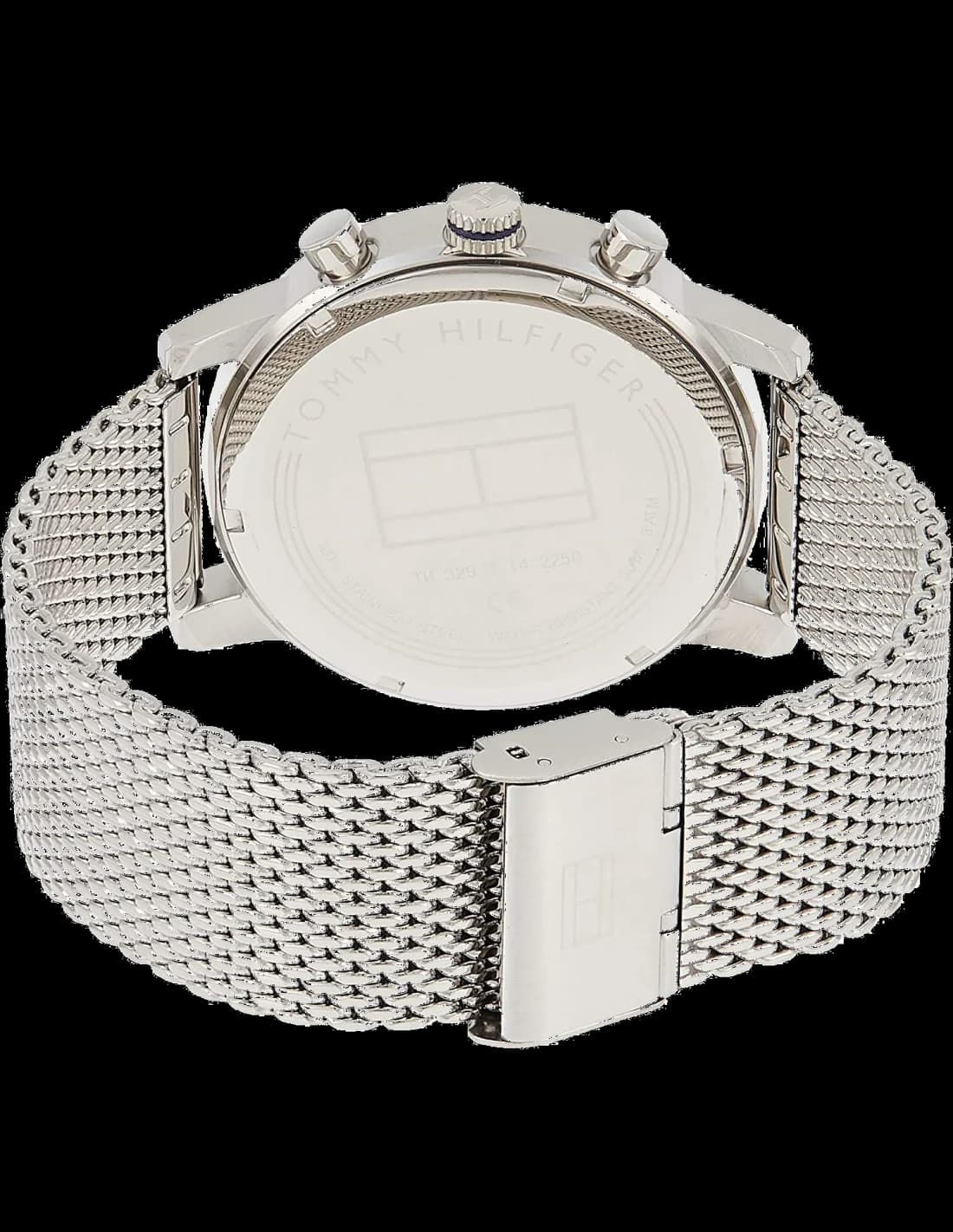 Attache bracelet Tommy Hilfiger 1791398 en maille milanaise argentée avec fermoir déployant ajustable, souple et résistant aux torsions