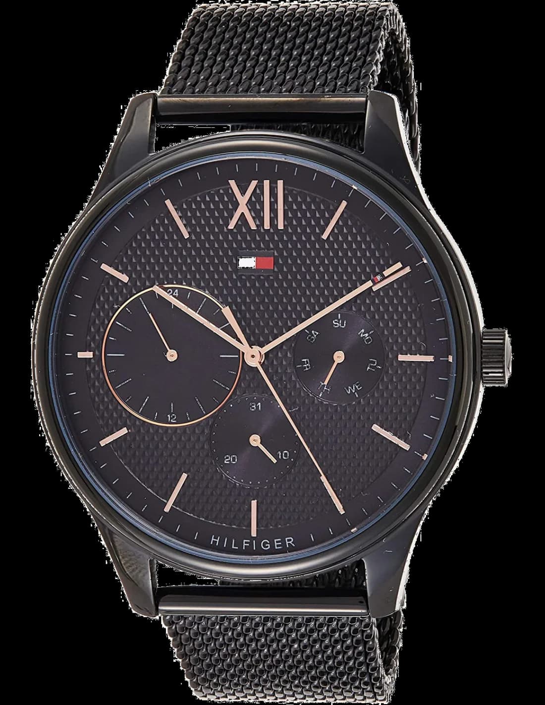 Montre Homme Tommy Hilfiger Damon 1791420 - Cadran Noir, Bracelet Maille Milanaise Noir