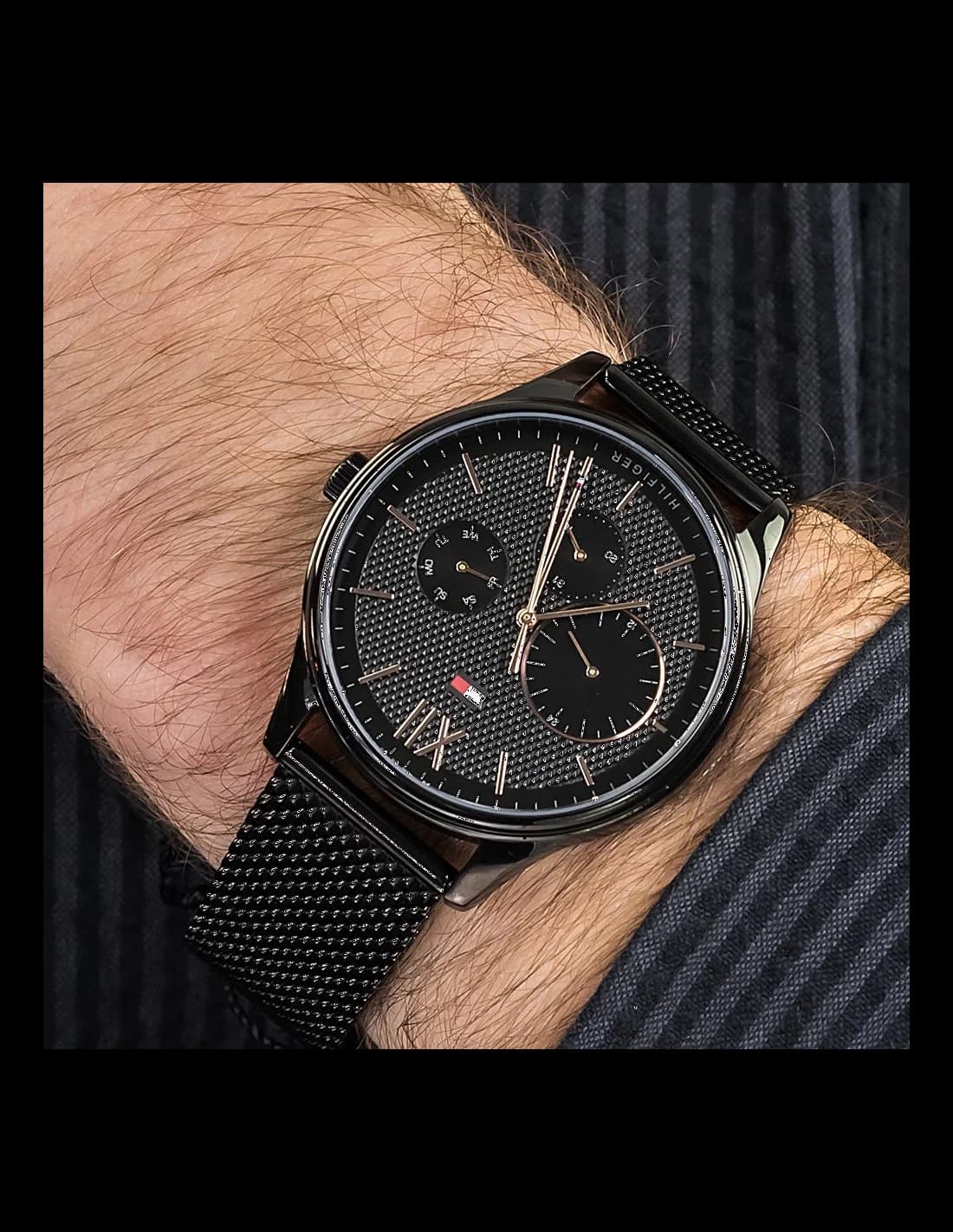 Attache bracelet Tommy Hilfiger 1791420 avec fermoir déployante en acier et maille milanaise argentée